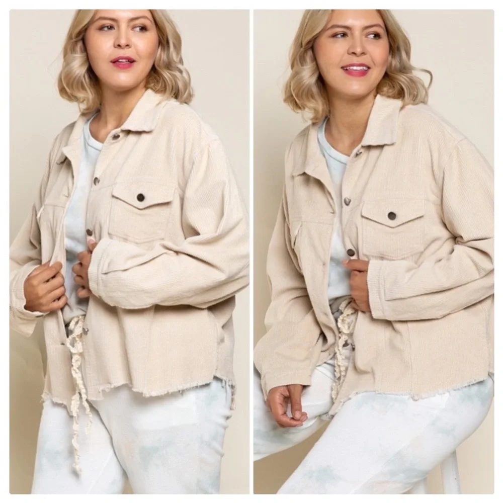 POL PLUS Basic Vintage Charcoal Corduroy Jacket - Picture 6 of 11
